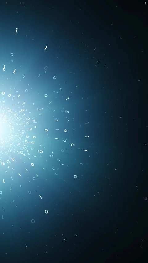 Shining blue digital binary numbers loop circle rotation vertical background 動画素材 347511409