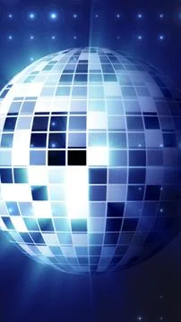 Shining blue disco mirror ball with tiled mosaic reflections and sparkling .. 스톡 일러스트