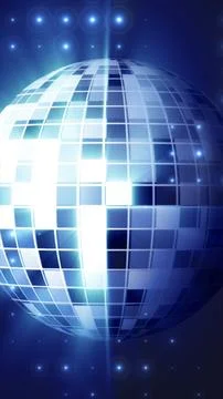 Shining blue disco mirror ball with tiled mosaic reflections and sparkling .. Stock Illustration