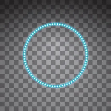 Shining blue led vector circle frames, neon illumination on transparent Stock Illustration