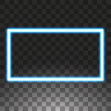 Shining blue led vector rectangle frames, neon illumination on transparent 스톡 일러스트