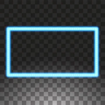 Shining blue led vector rectangle frames, neon illumination on transparent Stock Illustration