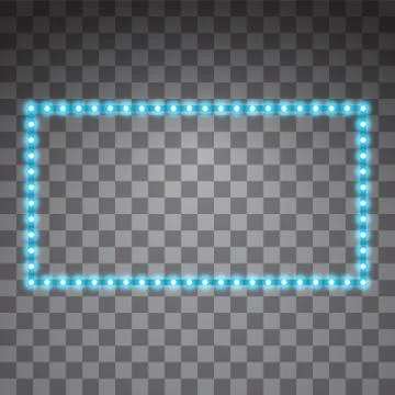 Shining blue led vector rectangle frames, neon illumination on transparent Stock Illustration