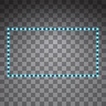 Shining blue led vector rectangle frames, neon illumination on transparent Illustrazione stock