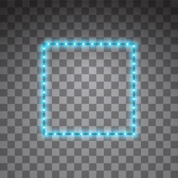 Shining blue led vector square frames, neon illumination on transparent 스톡 일러스트