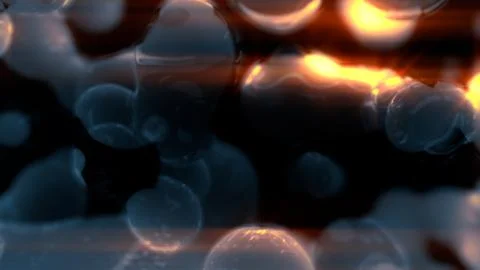 Shining blue smooth gentle bubbles particles - dark bokeh bg Illustrazione stock