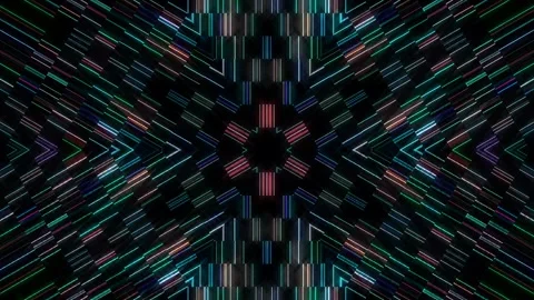 Shining bright light of subtle colorful movements with dots, black background Video stock 252208122