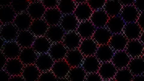 Shining bright light of subtle colorful movements with dots, black background Video stock 252600440