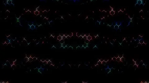 Shining bright light of subtle colorful movements with dots, black background Video stock 258170445
