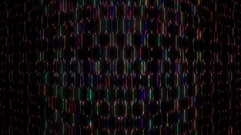 Shining bright light of subtle colorful movements with dots, black background Video stock 303657132