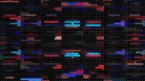 Shining bright light of subtle colorful movements with dots, black background Video stock 309857739