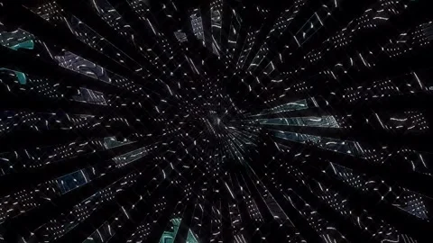 Shining bright light of subtle colorful movements with dots, black background Video stock 310295718