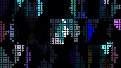 Shining bright light of subtle colorful movements with dots, black background Video stock 310331199