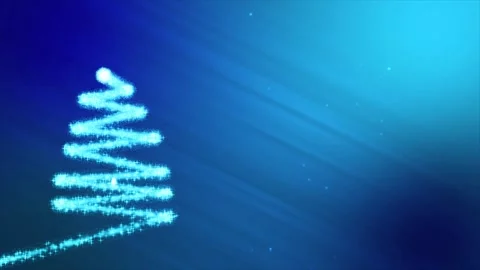 Shining christmas tree with falling snowflakes on the blue background Stock Footage 323783242