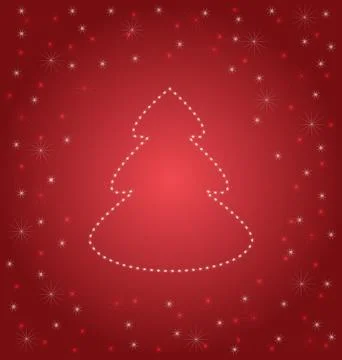 Shining Christmas tree on red Stock Illustration