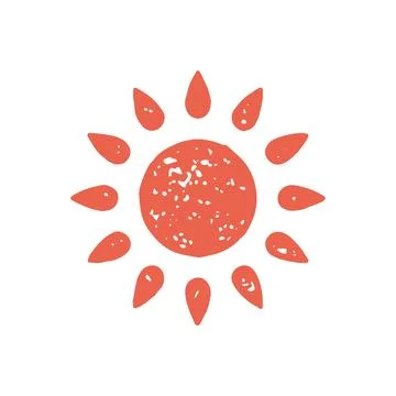 Shining circle red sun surrounded by beams summer vacation symbol grunge text Stock-Illustration