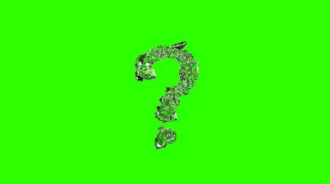 Shining clear diamonds question mark on green screen イラスト素材