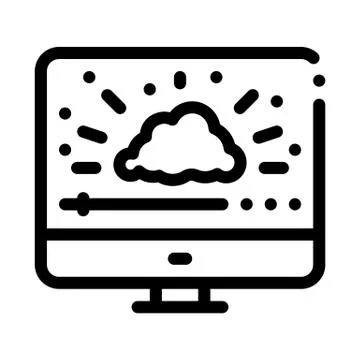Shining cloud computer work icon vector outline illustration Illustrazione stock