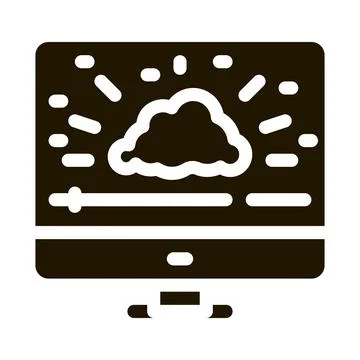 Shining cloud computer work icon Vector Glyph Illustration イラスト素材