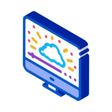 Shining cloud computer work isometric icon vector illustration Stock Illustration