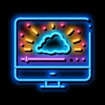 Shining cloud computer work neon glow icon illustration Illustrazione stock