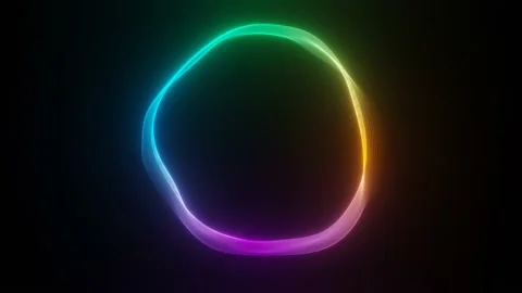 Shining colorful circular pattern of abstract neon shapes for video background. Видео 175862132