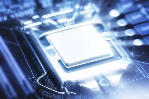 Shining computer processor CPU with blank space for design Closeup of shin... 스톡 사진