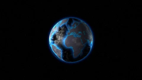 Shining Continents of the Earth through the clouds Video stock 128232242