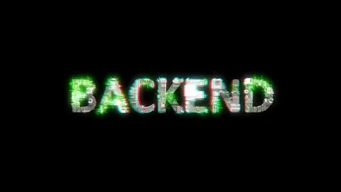 Shining cybernetic text BACKEND on black - meta universe concept Stock Illustration