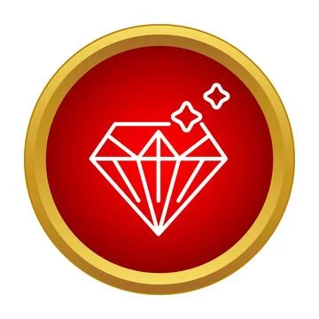 Shining diamond icon on red circle background Illustrazione stock