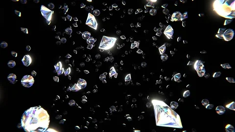 Shining diamonds in flight looping 3D animation Stock Footage 165518331