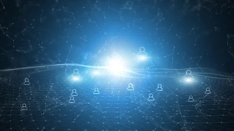 Shining digital 3d business network with person icons Stock Footage 324197063