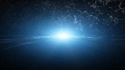 Shining digital dark blue lines dots and waves loop animation Stock Footage 337192410