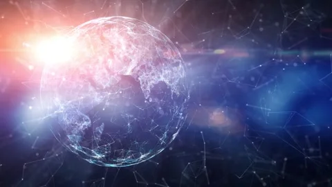 Shining digital earth sphere cyberspace backgrounds Stock Footage 323493557