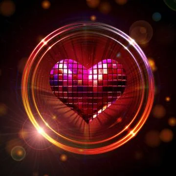 Shining disco heart Stock Illustration