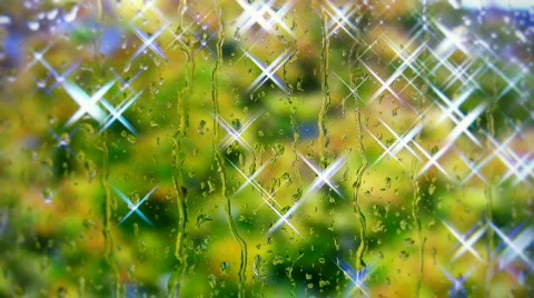 Shining drops on the window  Video stock 295485