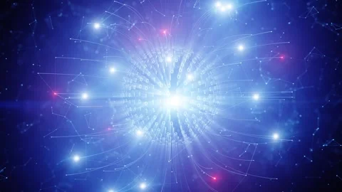 Shining flickering light digital binay numbers sphere with lines animation Stock Footage 346889066