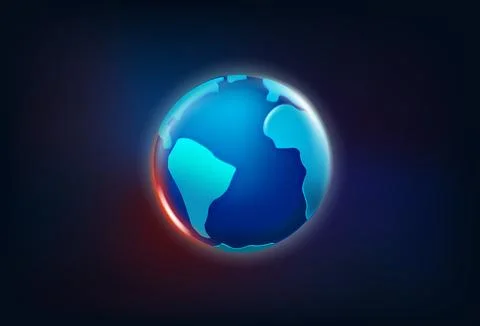 Shining futuristic Earth in space. 3d vector illustration Stock Illustration