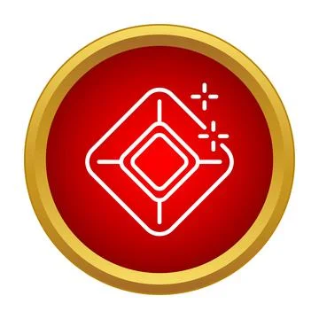 Shining gem diamond line art icon in red circle Stockillustratie