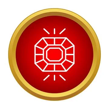 Shining gemstone icon on a red gold button Stock Illustration
