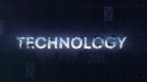 Shining glitchy text Technology title with noise effects and vibrant colors Stock Footage 122202052