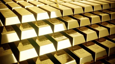 Shining gold bars Stock Footage 88552188