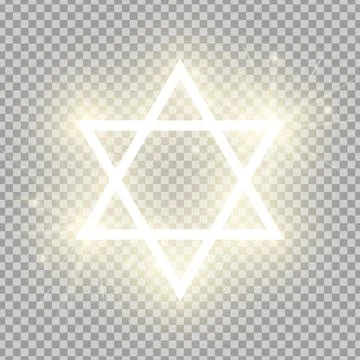 Shining gold Star of David isolated on transparent background. Riligious symbol. Stock Illustration