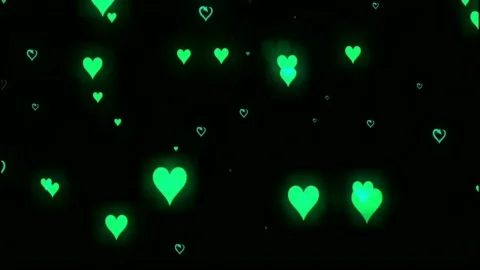 Shining green hearts motion graphics with night background Stock Footage 135016807