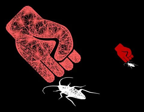 Shining Hatched Mesh Cockroach Punch with Lightspots Stock Illustration