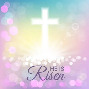 Shining with He is risen text for Easter day Stock Illustration