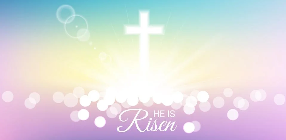 Shining with He is risen text for Easter day Stock Illustration