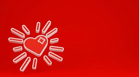 Shining heart. 3d render illustration with copy space. Stock Illustration