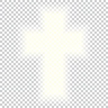 Shining Holy Cross on abstract background. Grey white halftone modern bright  Stock Illustration