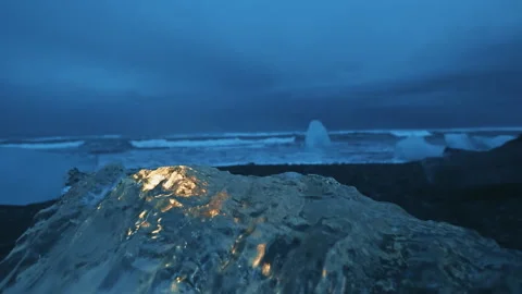 Shining ice on the ocean. Diamonds. Stock Footage 129325231
